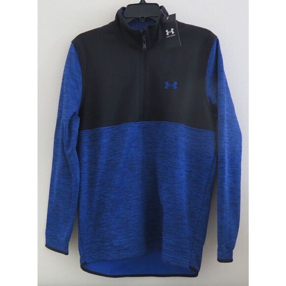 Under Armour 1369586 432 Men's Sz S Tech Blue Fleece Colorblock 1/2 Zip Pullover - Picture 1 of 6